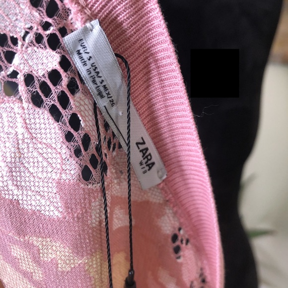 Zara Lace Bell Sleeve Multicolored Crop Top - Picture 6 of 8